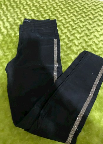 Siyah Taşlı Dar Kesim Kadın Kot Pantolon - Görsel 8