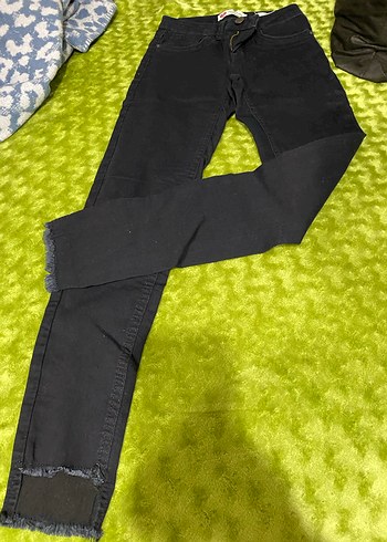 Kadın Zipperlı Skinny Yeşil Denim Jean - Görsel 5