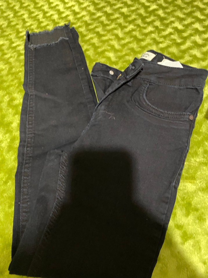 Kadın Zipperlı Skinny Yeşil Denim Jean - Görsel 2