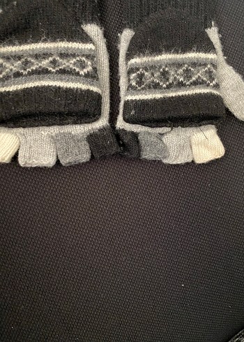 Kadın Gri Örgü Parmaklı Eldiven - Görsel 2