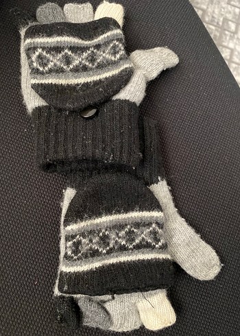 Kadın Gri Örgü Parmaklı Eldiven - Görsel 11