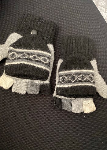 Kadın Gri Örgü Parmaklı Eldiven - Görsel 4