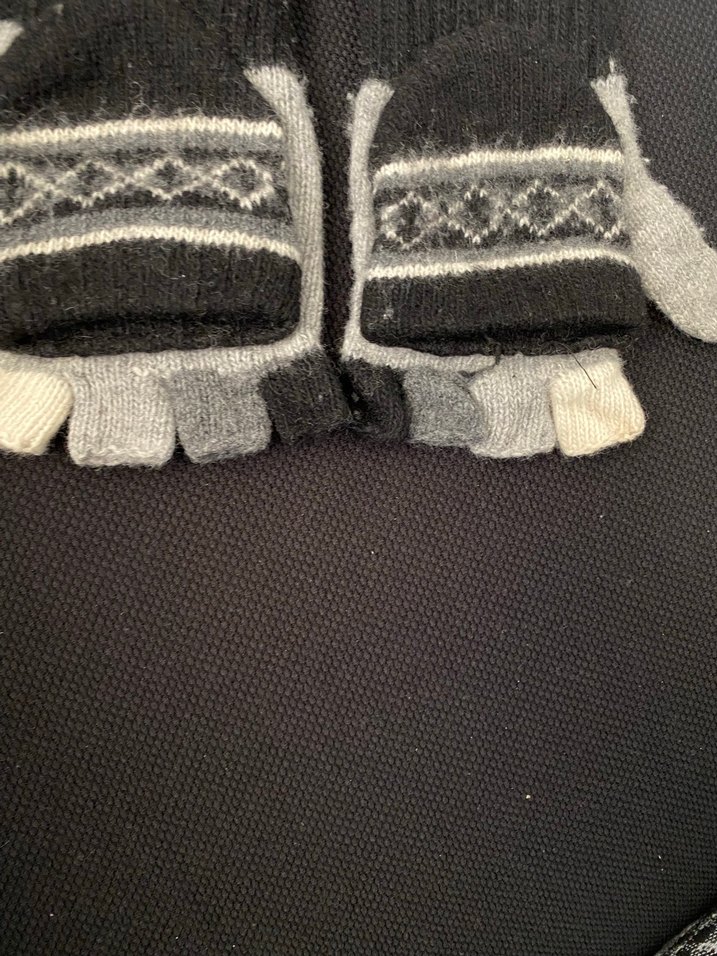 Kadın Gri Örgü Parmaklı Eldiven - Görsel 2