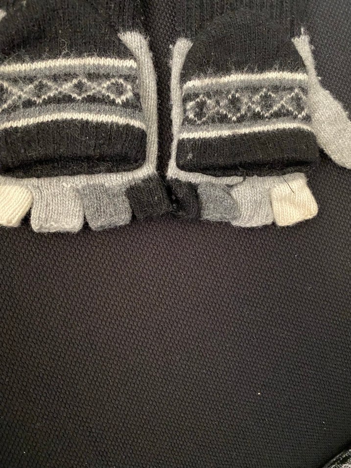 Kadın Gri Örgü Parmaklı Eldiven - Görsel 3