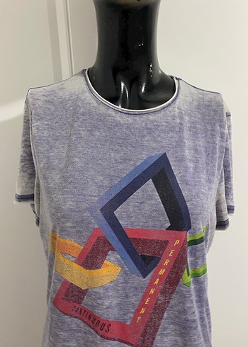 Gri Bağlama Desenli Sokak Stili Kadın Tişört S beden - Görsel 7