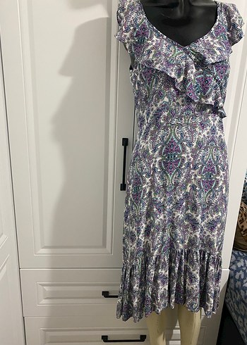 Bohem V Yaka Kolsuz Uzun Elbise koton sm uyumlu - Görsel 11