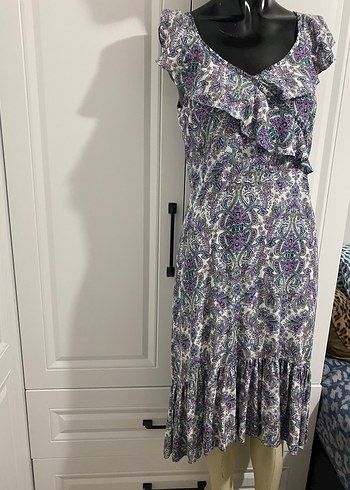 Bohem V Yaka Kolsuz Uzun Elbise koton sm uyumlu - Görsel 2