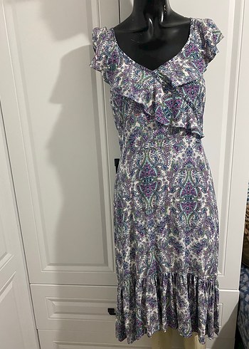 Bohem V Yaka Kolsuz Uzun Elbise koton sm uyumlu - Görsel 3