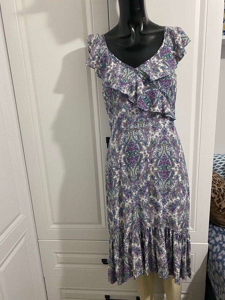 Bohem V Yaka Kolsuz Uzun Elbise koton sm uyumlu - Görsel 4