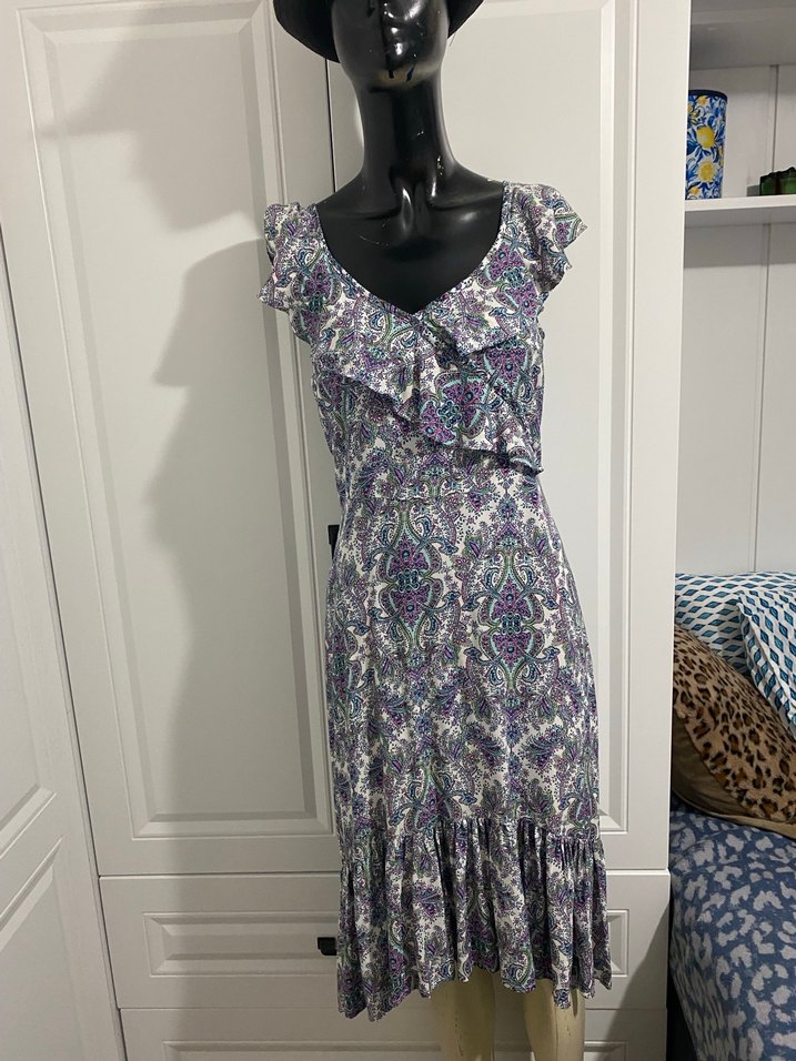 Bohem V Yaka Kolsuz Uzun Elbise koton sm uyumlu - Görsel 5