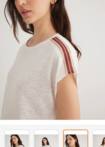 Nakışlı Beyaz Kadın Kısa Kollu Tişört - Görsel 2