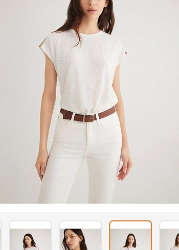 Nakışlı Beyaz Kadın Kısa Kollu Tişört - Görsel 3