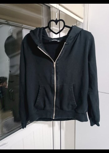 Siyah Fermuarlı Kadın Sweatshirt