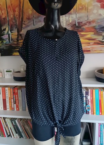 Siyah Puantiyeli V Yaka Kadın Bluz Mudo L beden - Görsel 9