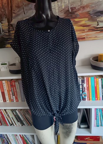 Siyah Puantiyeli V Yaka Kadın Bluz Mudo L beden - Görsel 10