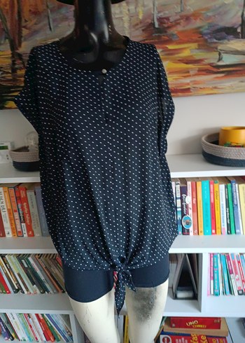 Siyah Puantiyeli V Yaka Kadın Bluz Mudo L beden - Görsel 8