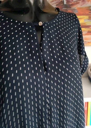 Siyah Puantiyeli V Yaka Kadın Bluz Mudo L beden - Görsel 5