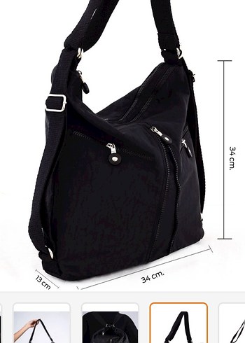 siyah solobag Omuz Çantası Fermuarlı - Görsel 9