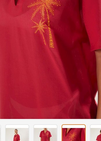 Kırmızı İpek Görünümlü Uzun Elbise - Görsel 6