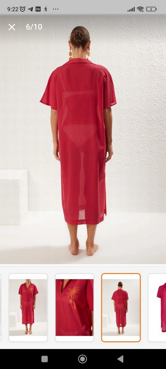 Kırmızı İpek Görünümlü Uzun Elbise - Görsel 5