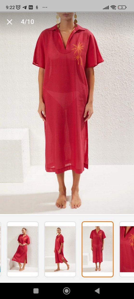 Kırmızı İpek Görünümlü Uzun Elbise - Görsel 2