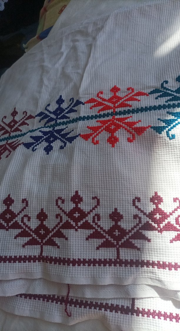 Renkli Nakışlı Geleneksel El İşi Örtü - Görsel 2