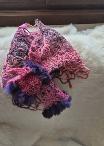 Yün tavşan Kürkü Detaylı Boyun Atkısı - Görsel 4