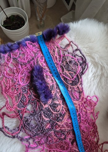 Yün tavşan Kürkü Detaylı Boyun Atkısı - Görsel 7