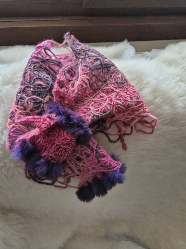 Yün tavşan Kürkü Detaylı Boyun Atkısı - Görsel 4