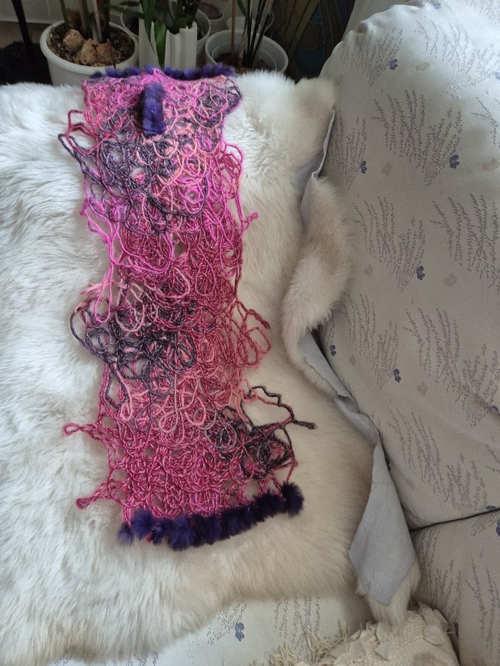 Yün tavşan Kürkü Detaylı Boyun Atkısı - Görsel 2