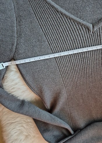 Italyan Killah Gri V Yaka Kadın Triko Elbise - Görsel 5