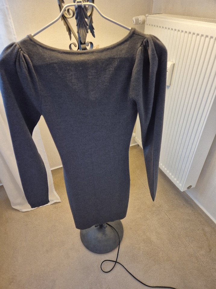 Italyan Killah Gri V Yaka Kadın Triko Elbise - Görsel 4