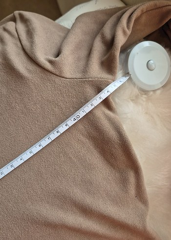 Bej Kadın Yarım Fermuarlı Süet Görünümlü Bluz - Görsel 7