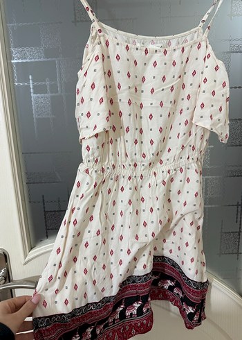 Bohem Etnik Desenli Mini Elbise - Görsel 3