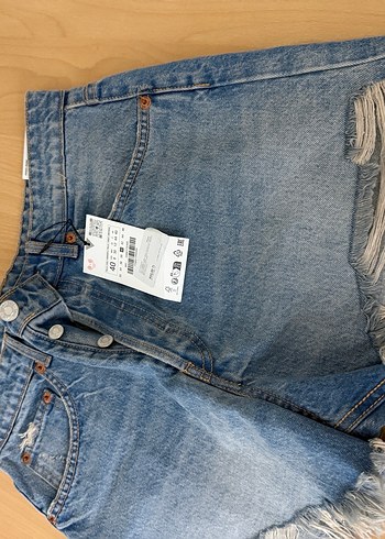 Düğmeli Gri Mini Kot Şort - Görsel 2