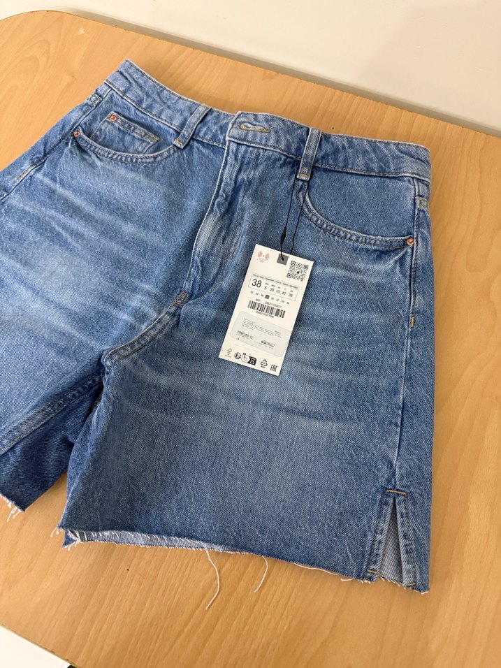 Kadın Mavi Denim Mini Şort - Görsel 2