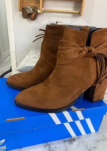 Diğer Kahverengi Süet Bohem Blok Topuklu Bot