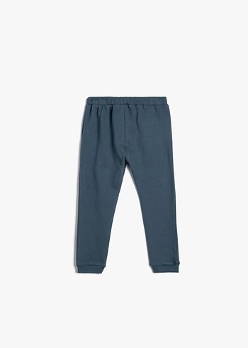 Koton Kids Koton Kids Erkek Çocuk Düğmeli Mavi Rahat Jogger Eşofman Altı