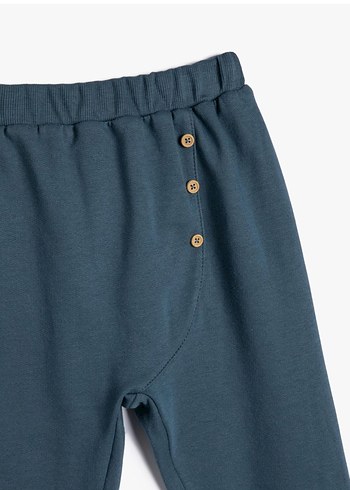 3 Yaş Beden Koton Kids Erkek Çocuk Düğmeli Mavi Rahat Jogger Eşofman Altı
