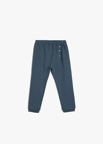 Koton Kids Erkek Çocuk Düğmeli Mavi Rahat Jogger Eşofman Altı