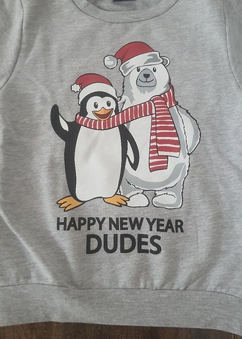 Lcwaikiki Yılbaşı Hayvan Baskı Sweatshirt - Görsel 3