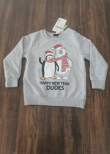 Lcwaikiki Yılbaşı Hayvan Baskı Sweatshirt - Görsel 2