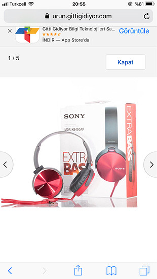 Apple Watch Sony Kırmızı Kulaklık