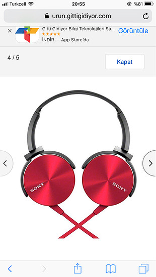 l Beden Sony Kırmızı Kulaklık