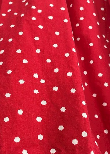 Kırmızı Puantiyeli Fırfırlı Kız Çocuk Etek - Görsel 2