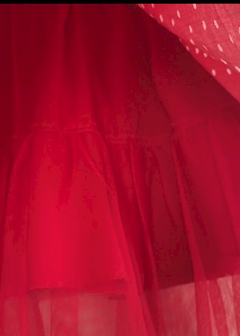 Kırmızı Puantiyeli Fırfırlı Kız Çocuk Etek - Görsel 3