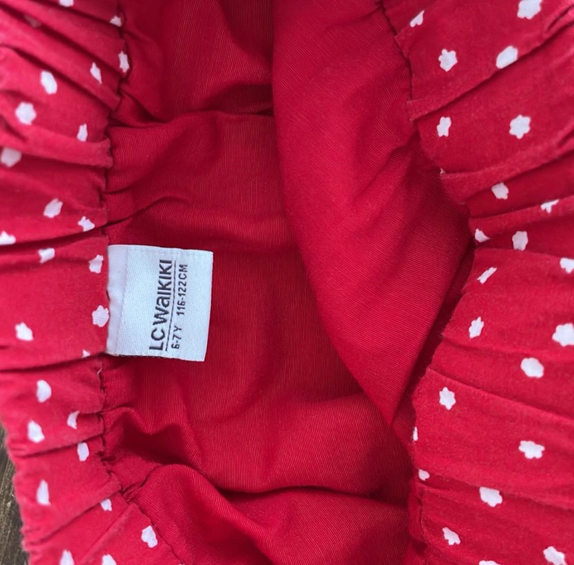 Kırmızı Puantiyeli Fırfırlı Kız Çocuk Etek - Görsel 4