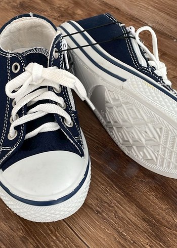 Unisex Çocuk Koyu Mavi Bağcıklı Denim Spor Ayakkabı - Görsel 2