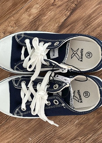 Unisex Çocuk Koyu Mavi Bağcıklı Denim Spor Ayakkabı - Görsel 3