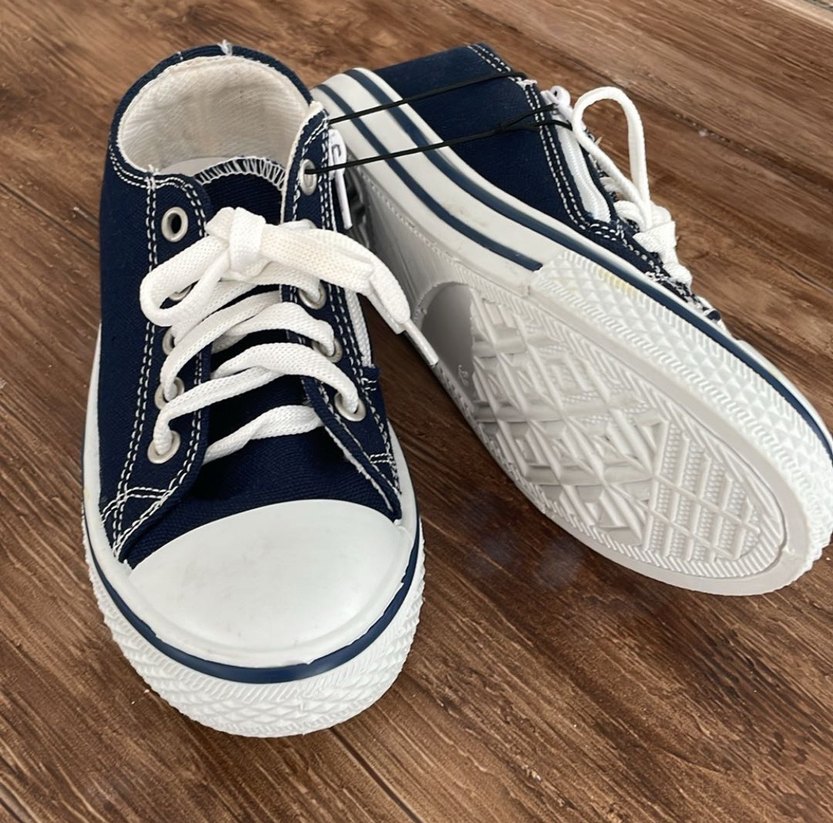 Unisex Çocuk Koyu Mavi Bağcıklı Denim Spor Ayakkabı - Görsel 2